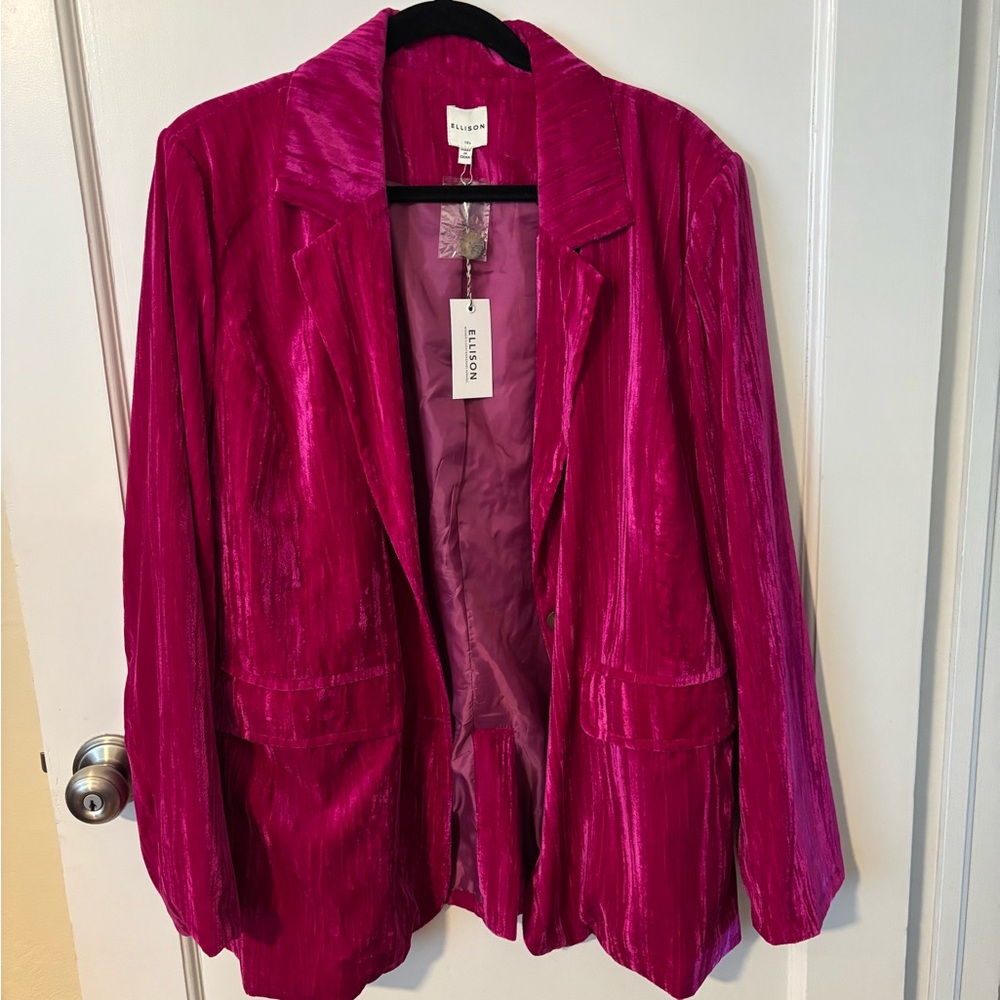 Ellison Vibrant Fuchsia Velvet Blazer